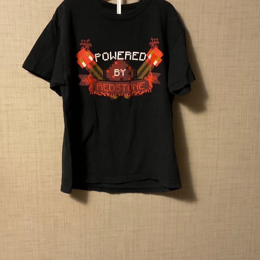 Black Kids T-Shirt with Redstone Design